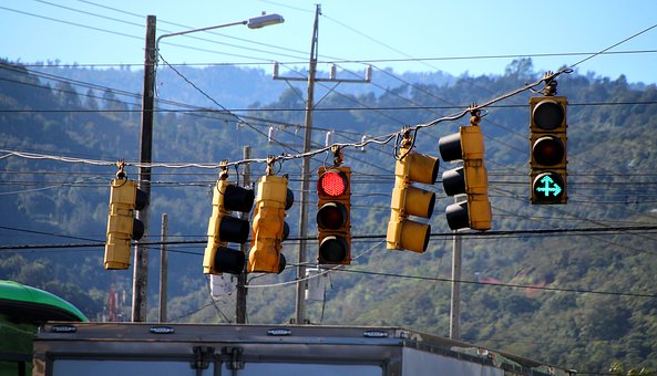traffic lights in different directions